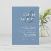 Minimalistisch stijlvol. Typografie blue Wedding Kaart (Staand voorkant)