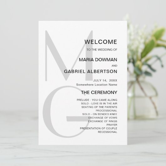 Minimalistisch stijlvol. Typografische monogram We Programmakaart (Staand voorkant)