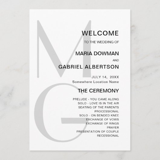 Minimalistisch stijlvol. Typografische monogram We Programmakaart (Voorkant)