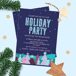 Minimalistisch stijlvol winterdennenboomfeestje kaart