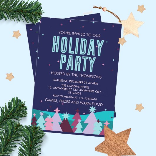 Minimalistisch stijlvol winterdennenboomfeestje kaart