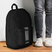 Minimalistisch Stijlvol Zwart Wit Strepen Monogram Bedrukte Rugzak