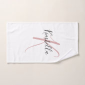Minimalistisch Stof Roze Monogram Handdoek (Handdoek)