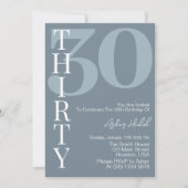 Minimalistisch Stofblauw Dertigste 30e Verjaardags Kaart (Voorkant)