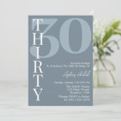 Minimalistisch Stofblauw Dertigste 30e Verjaardags Kaart (Staand voorkant)
