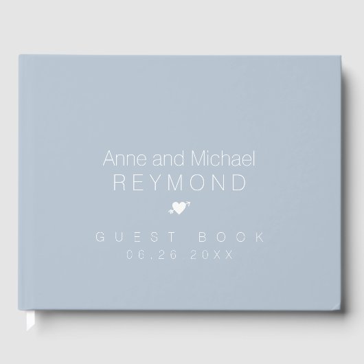 Minimalistisch Stofblauw Trouw Gastengastenboek Gastenboek (Voorkant)
