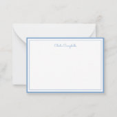 Minimalistisch stoffig blauw, 2 Borders, handteken Notitiekaartje (Voorkant)