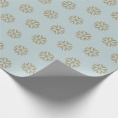 Minimalistisch stoffig blauw goud sneeuwvlokken Ke Cadeaupapier (Hoek)