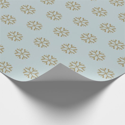 Minimalistisch stoffig blauw goud sneeuwvlokken Ke Cadeaupapier (Hoek)
