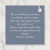 Minimalistisch stoffig blauw liefde Bedankt bruilo Bedankjes Labels (Achterkant)