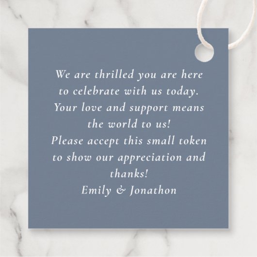 Minimalistisch stoffig blauw liefde Bedankt bruilo Bedankjes Labels (Achterkant)