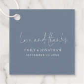 Minimalistisch stoffig blauw liefde Bedankt bruilo Bedankjes Labels (Voorkant)