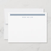 Minimalistisch stoffig blauw monogram moderne rand notitiekaartje (Voorkant)