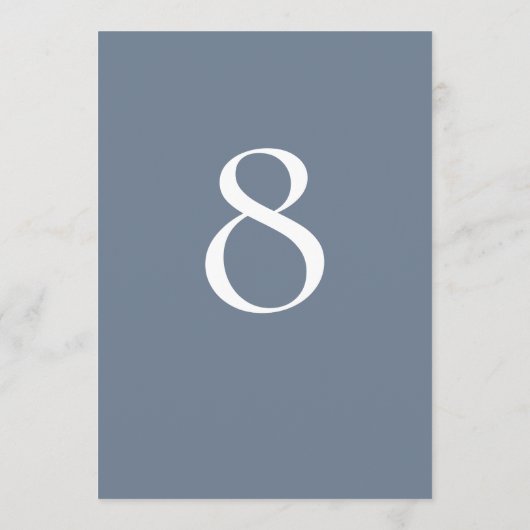 Minimalistisch stoffig blauw tafelnummer (Achterkant)