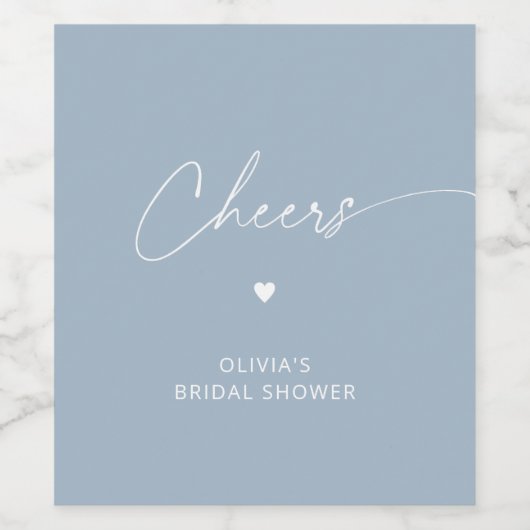 Minimalistisch stoffig blauw vrijgezellenfeest Che Wijn Etiket (Enkel label)