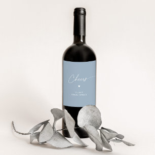 Minimalistisch stoffig blauw vrijgezellenfeest Che Wijn Etiket