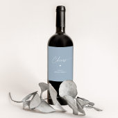 Minimalistisch stoffig blauw vrijgezellenfeest Che Wijn Etiket