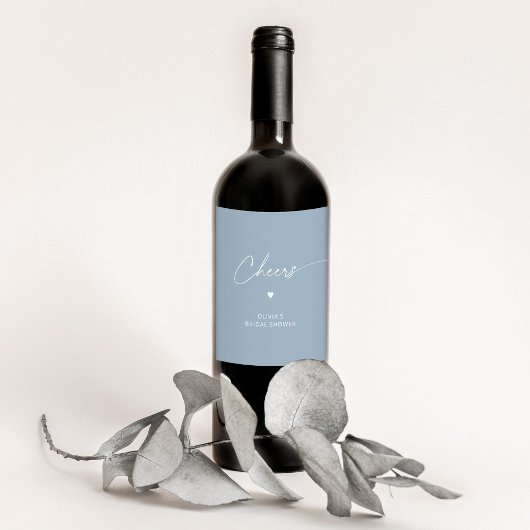 Minimalistisch stoffig blauw vrijgezellenfeest Che Wijn Etiket