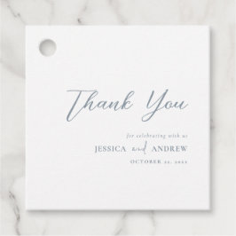 Minimalistisch stoffig blauw & Wit Eenvoudig Bruil Bedankjes Labels