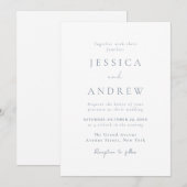 Minimalistisch stoffig blauw & Wit Eenvoudig Bruil Kaart (Voorkant / Achterkant)