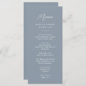 Minimalistisch stoffig blauw & Wit Eenvoudig Bruil Menu (Voorkant / Achterkant)