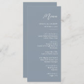 Minimalistisch stoffig blauw & Wit Eenvoudig Bruil Menu (Voorkant / Achterkant)