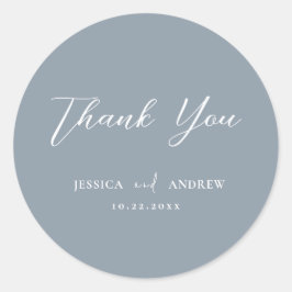 Minimalistisch stoffig blauw & Wit Eenvoudig Bruil Ronde Sticker