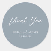 Minimalistisch stoffig blauw & Wit Eenvoudig Bruil Ronde Sticker (Voorkant)