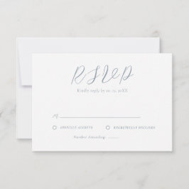 Minimalistisch stoffig blauw & Wit Eenvoudig Bruil RSVP Kaartje