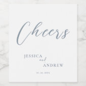 Minimalistisch stoffig blauw & Wit Eenvoudig Bruil Wijn Etiket (Enkel label)