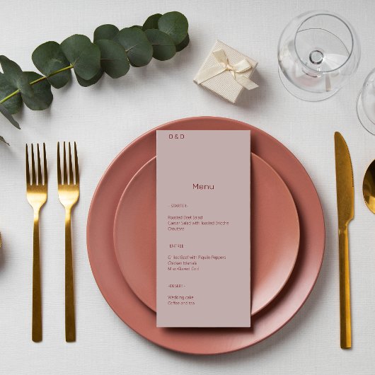 Minimalistisch stoffig Roos Menu
