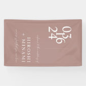 Minimalistisch stoffig Roos Modern bruiloft Welkom Spandoek (Horizontaal)