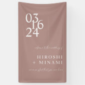 Minimalistisch stoffig Roos Modern bruiloft Welkom Spandoek (Verticaal)