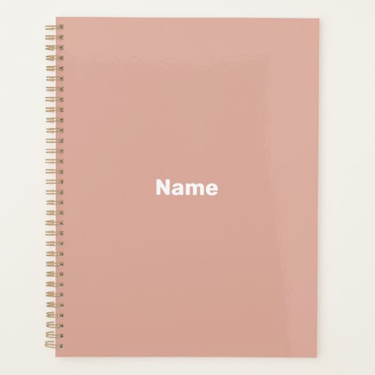 Minimalistisch stoffig roze aangepaste tekst jaar  planner (Voorkant)