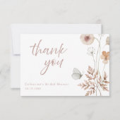 Minimalistisch stoffig roze botanisch Vrijgezellen Bedankkaart (Voorkant)