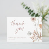 Minimalistisch stoffig roze botanisch Vrijgezellen Bedankkaart (Staand voorkant)