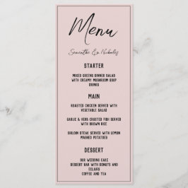 Minimalistisch stoffig roze menu