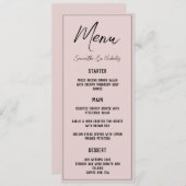 Minimalistisch stoffig roze menu (Voorkant / Achterkant)