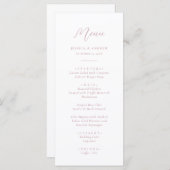 Minimalistisch Stoffig Roze & Wit Eenvoudig Bruilo Menu (Voorkant / Achterkant)