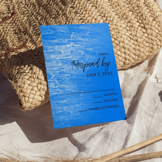Minimalistisch strand azuurblauw RSVP kaartje