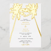 Minimalistisch strand Boho Weddenschap met goudpal Folie Uitnodiging (Voorkant)