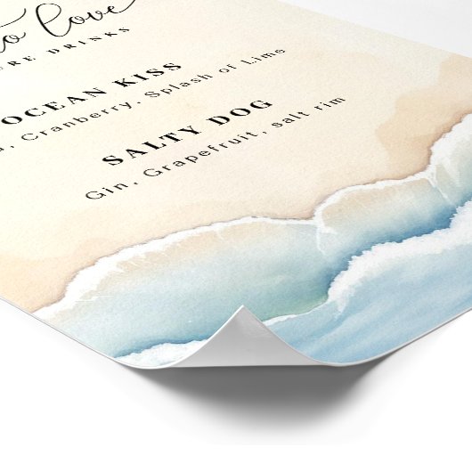 Minimalistisch strand bruiloft handtekening Drink Poster (Hoek)