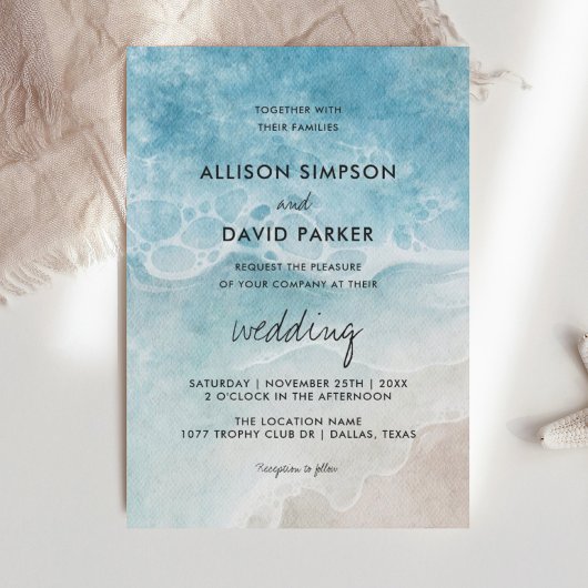 Minimalistisch strand Ocean Costal Wedding Kaart