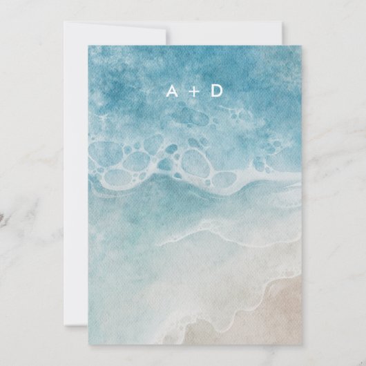Minimalistisch strand Ocean Costal Wedding Kaart (Achterkant)