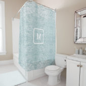 Minimalistisch strandlicht Seafoam monogram Douchegordijn (In situ)