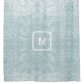 Minimalistisch strandlicht Seafoam monogram Douchegordijn (Voorkant)