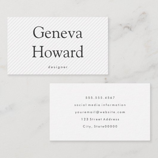 Minimalistisch subtiele Stripe Patroon Visitekaartje (Voorkant / Achterkant)