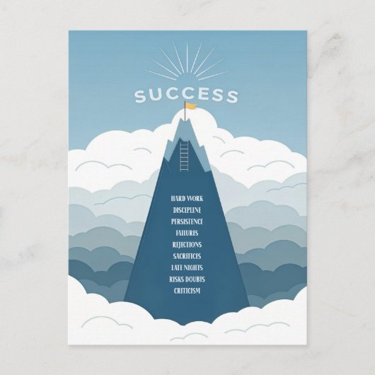 Minimalistisch succes Mountain Motivatie Briefkaart (Voorkant)