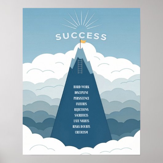 Minimalistisch succes Mountain Motivatie Poster (Voorkant)