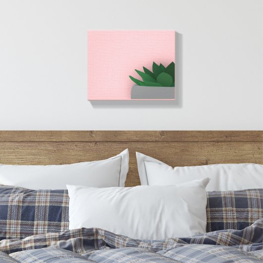 Minimalistisch succulent canvas afdruk (Insitu (Slaapkamer))